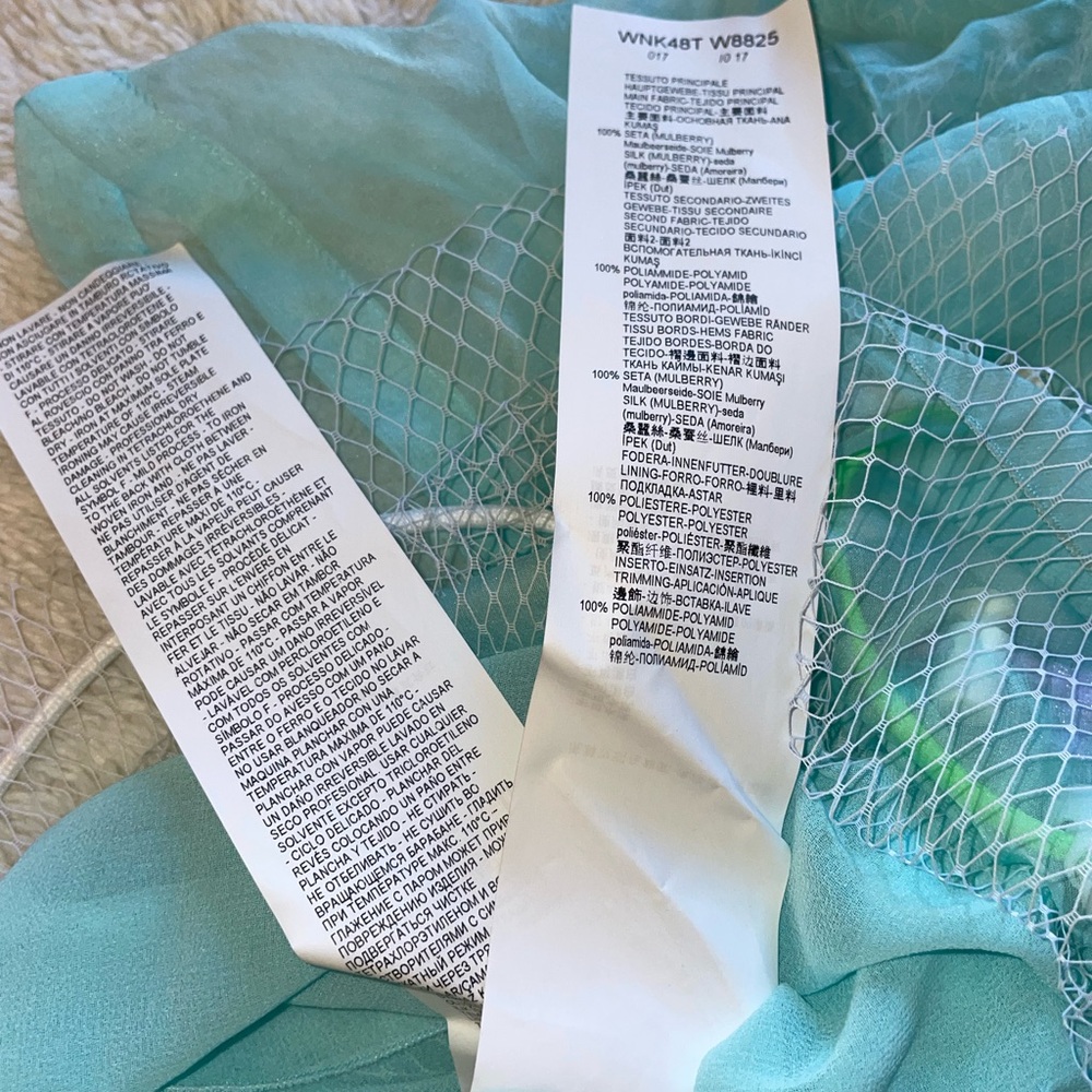 Emporio Armani Aqua Blue Blouse with Colorful Waist Adjustment Tabs - Picture 6 of 10